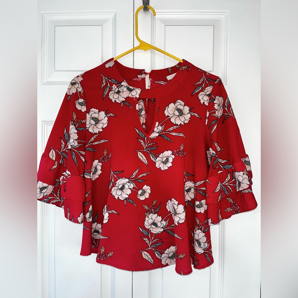 Floral Bell-Sleeve Blouse